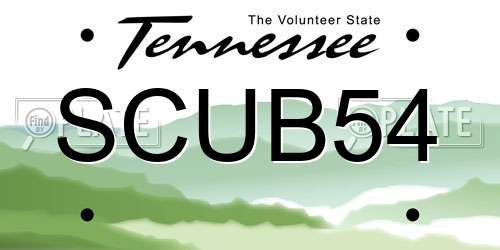 SCUB54 Tennessee License Plate