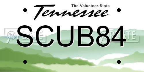 SCUB84 Tennessee License Plate