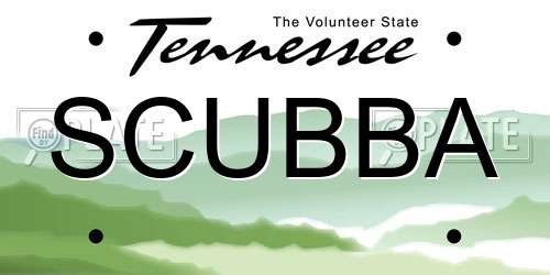 SCUBBA Tennessee License Plate