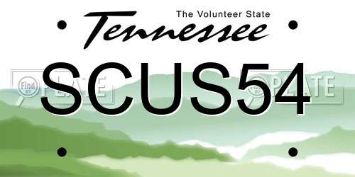 SCUS54 Tennessee License Plate