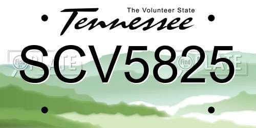 SCV5825 Tennessee License Plate