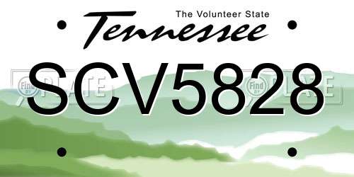 SCV5828 Tennessee License Plate