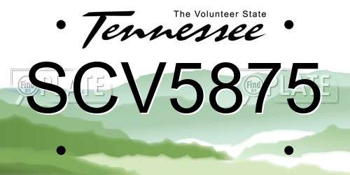SCV5875 Tennessee License Plate