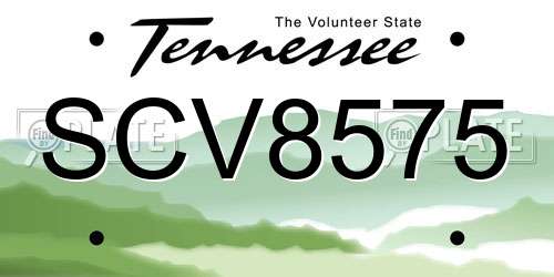 SCV8575 Tennessee License Plate