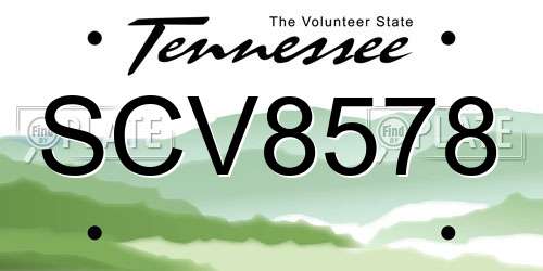 SCV8578 Tennessee License Plate