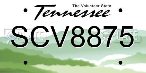 SCV8875 Tennessee License Plate