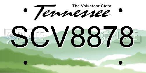 SCV8878 Tennessee License Plate