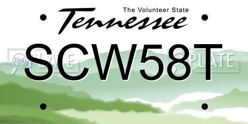 SCW58T Tennessee License Plate
