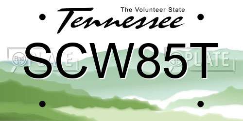 SCW85T Tennessee License Plate