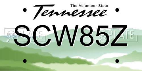 SCW85Z Tennessee License Plate