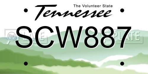 SCW887 Tennessee License Plate