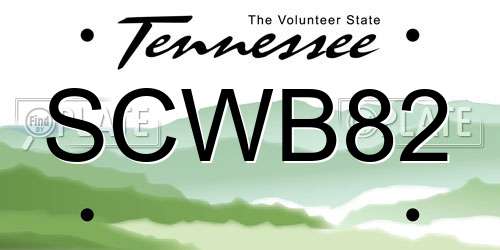 SCWB82 Tennessee License Plate