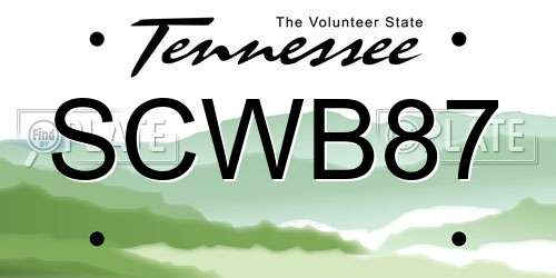 SCWB87 Tennessee License Plate