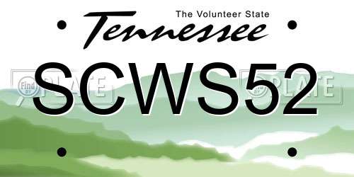 SCWS52 Tennessee License Plate