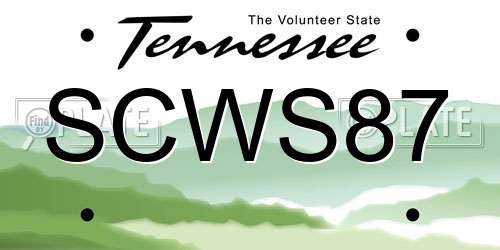 SCWS87 Tennessee License Plate