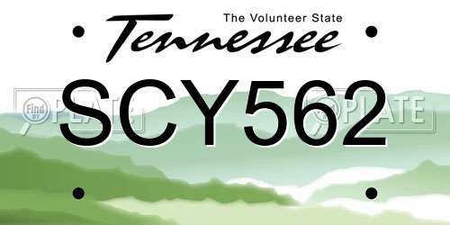 SCY562 Tennessee License Plate