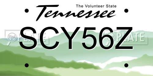 SCY56Z Tennessee License Plate