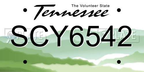 SCY6542 Tennessee License Plate