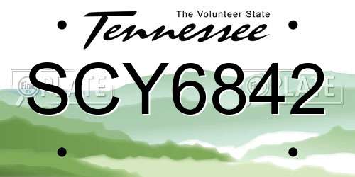 SCY6842 Tennessee License Plate