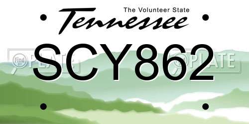 SCY862 Tennessee License Plate
