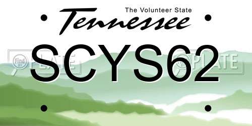 SCYS62 Tennessee License Plate