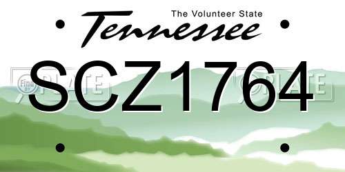 SCZ1764 Tennessee License Plate