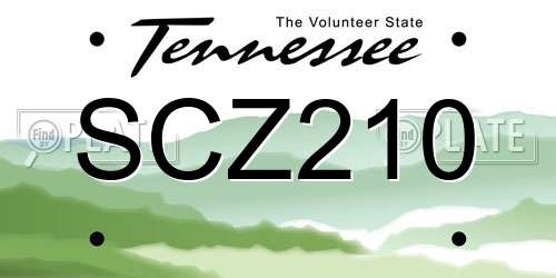 SCZ210 Tennessee License Plate