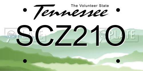 SCZ21O Tennessee License Plate