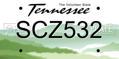 SCZ532 Tennessee License Plate