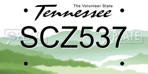 SCZ537 Tennessee License Plate
