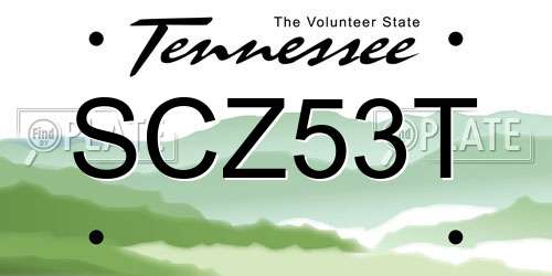 SCZ53T Tennessee License Plate
