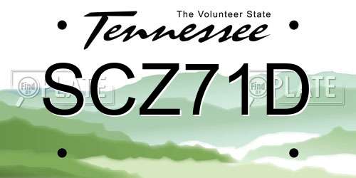 SCZ71D Tennessee License Plate