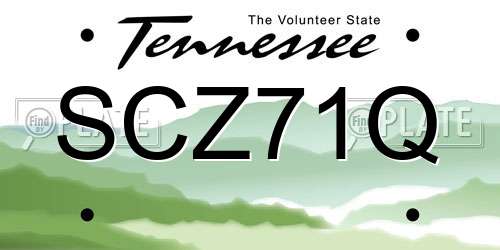 SCZ71Q Tennessee License Plate