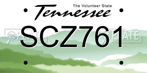 SCZ761 Tennessee License Plate
