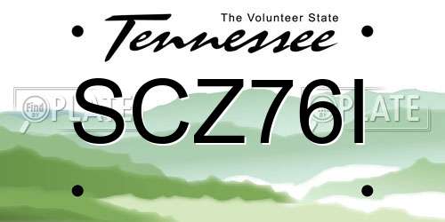 SCZ76I Tennessee License Plate