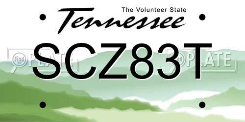 SCZ83T Tennessee License Plate