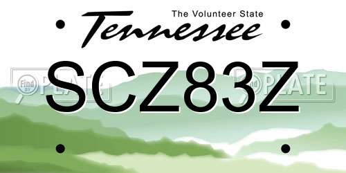 SCZ83Z Tennessee License Plate