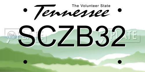 SCZB32 Tennessee License Plate