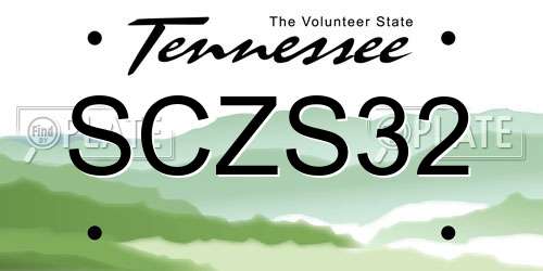 SCZS32 Tennessee License Plate
