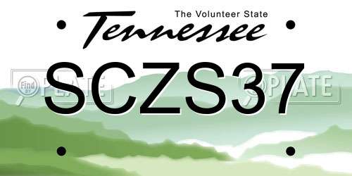 SCZS37 Tennessee License Plate