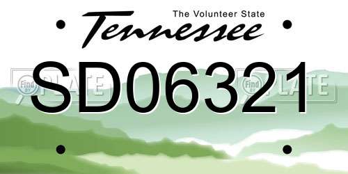 SD06321 Tennessee License Plate