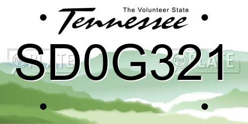 SD0G321 Tennessee License Plate