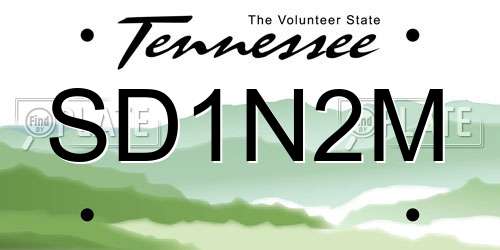 SD1N2M Tennessee License Plate