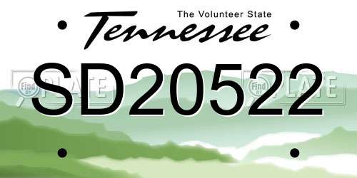SD20522 Tennessee License Plate