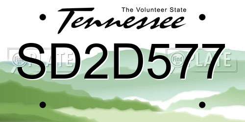SD2D577 Tennessee License Plate