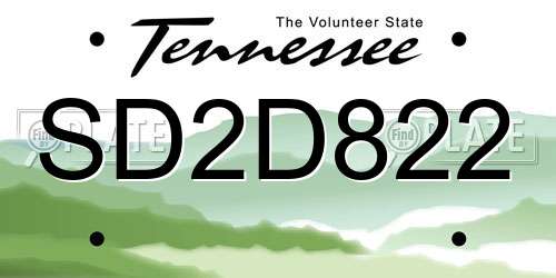 SD2D822 Tennessee License Plate
