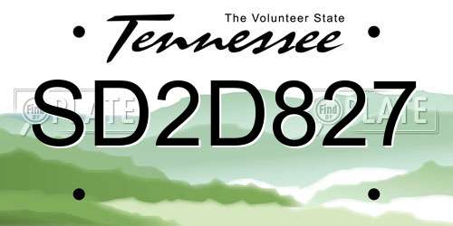 SD2D827 Tennessee License Plate