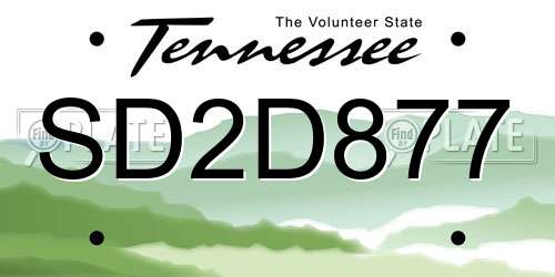 SD2D877 Tennessee License Plate