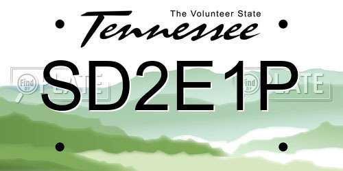 SD2E1P Tennessee License Plate