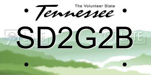 SD2G2B Tennessee License Plate